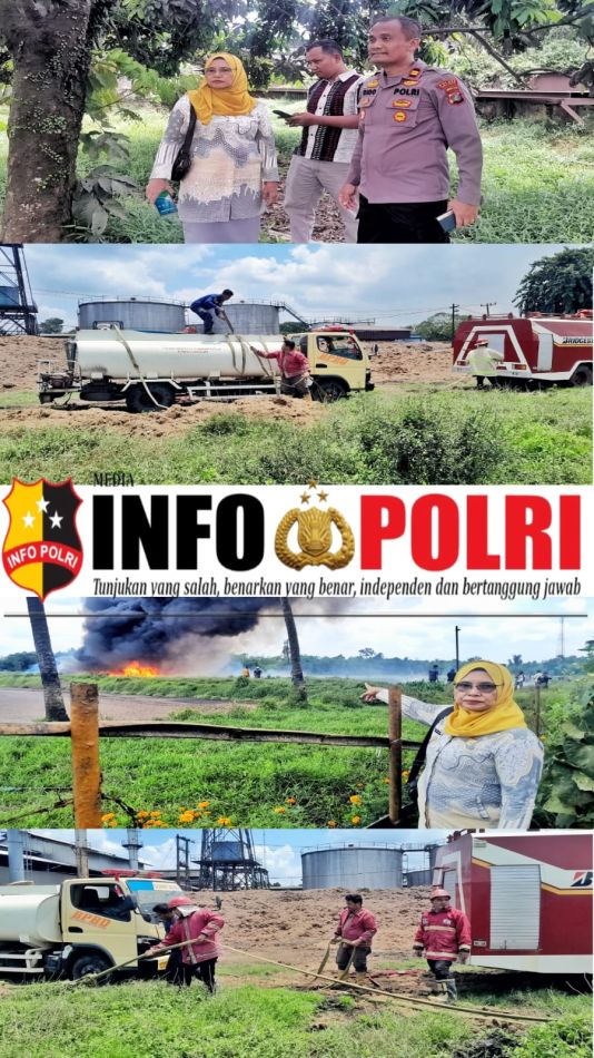 BPBD Simalungun Turunkan Armada Damkar Bantu Padamkan Kebakaran Kolam Limbah PKS PTPN IV Kebun Dolok Ilir