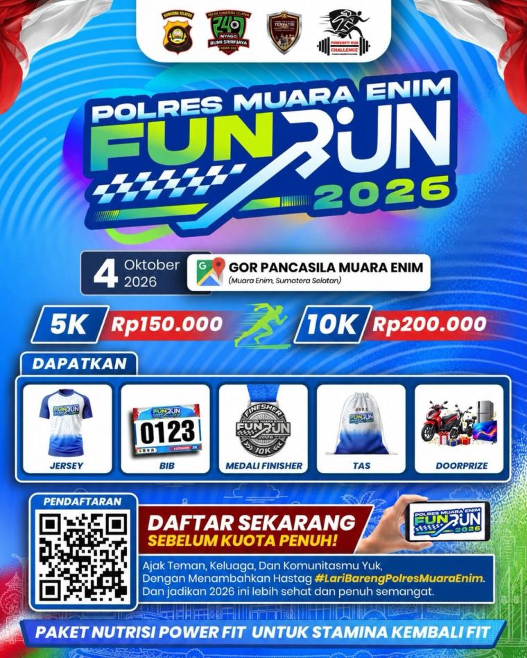 Polres Muara Enim Fun Run 2026 Resmi Dibuka, Hadirkan Kategori 5K dan 10K